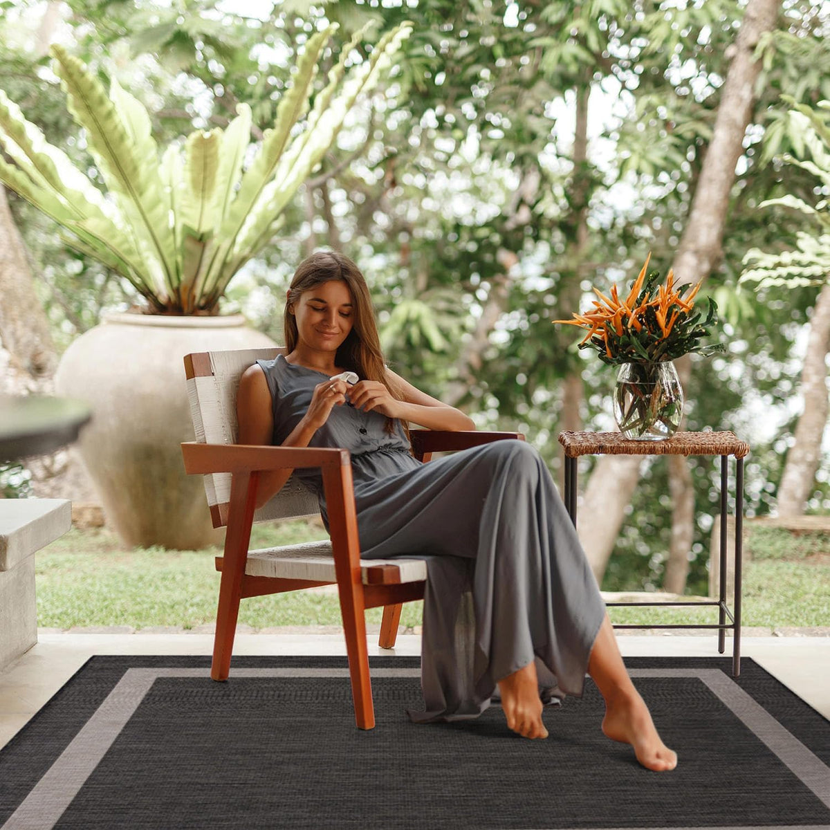 CAMILSON Outdoor Rug 6x9,Modern Outside Rugs for Patios Porches Waterproof Durable Washable