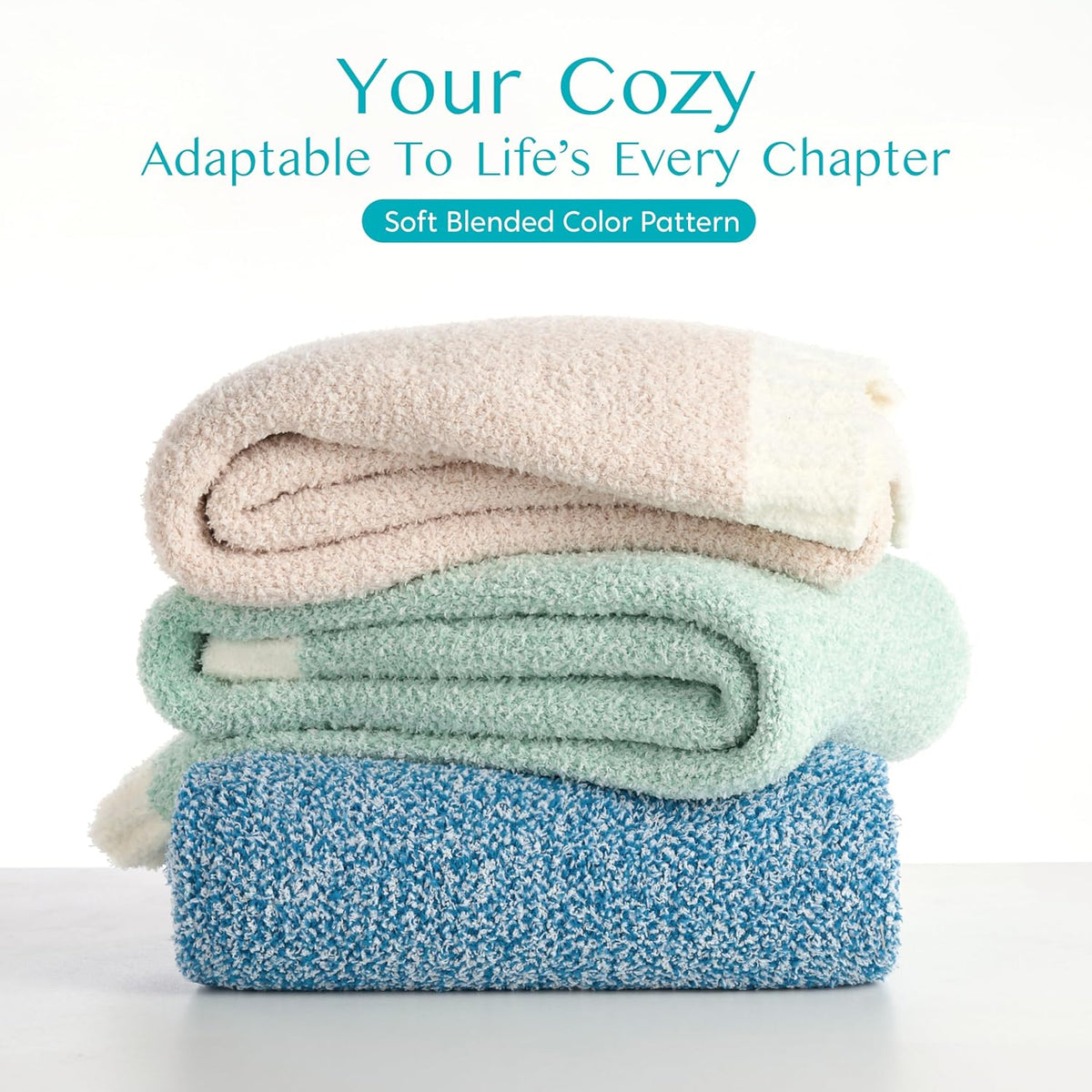 Joiedomi Twin Blanket for Couch Bed Sofa, Blue Knitted Blankets Gifts for Women Mom Girls, Cozy