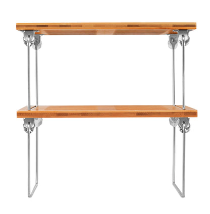 Internet's Best Stacking Utility Shelf, Bamboo 2-Tier Cabinet Organizer, Kitchen Countertop Shelf