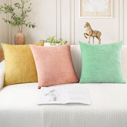 CaliTime Throw Pillow Covers Decorative 24 X 24 Inches Pack of 2 Cozy Chenille Cushion Cases for