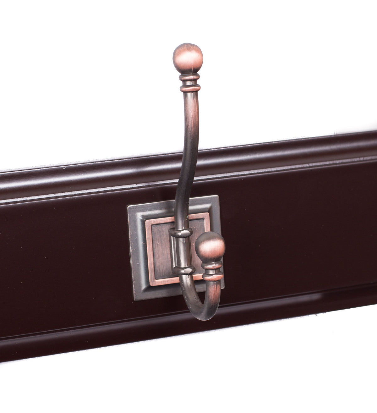 BIRDROCK HOME Classic Hook Coat and Hat Rack | 5 Hooks | Wall Mount | Brown Finish | Bronze Hooks