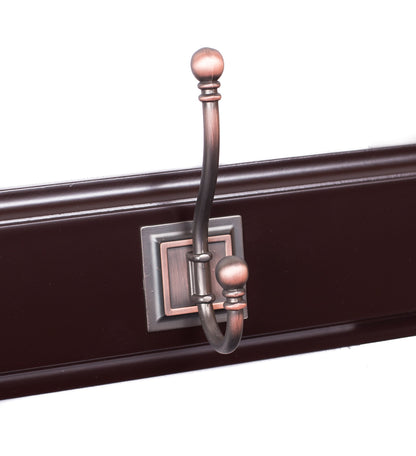 BIRDROCK HOME Classic Hook Coat and Hat Rack | 5 Hooks | Wall Mount | Brown Finish | Bronze Hooks