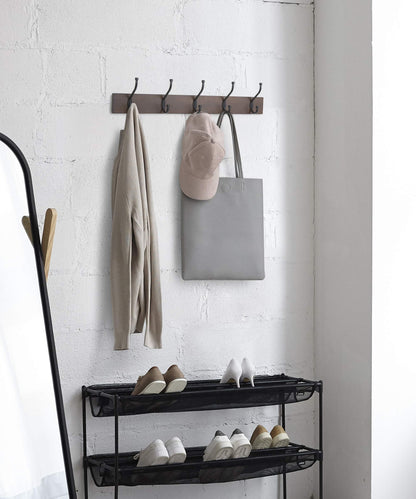Amazon Basics Wall-Mounted Metal Coat Rack, 5 Hooks, Espresso