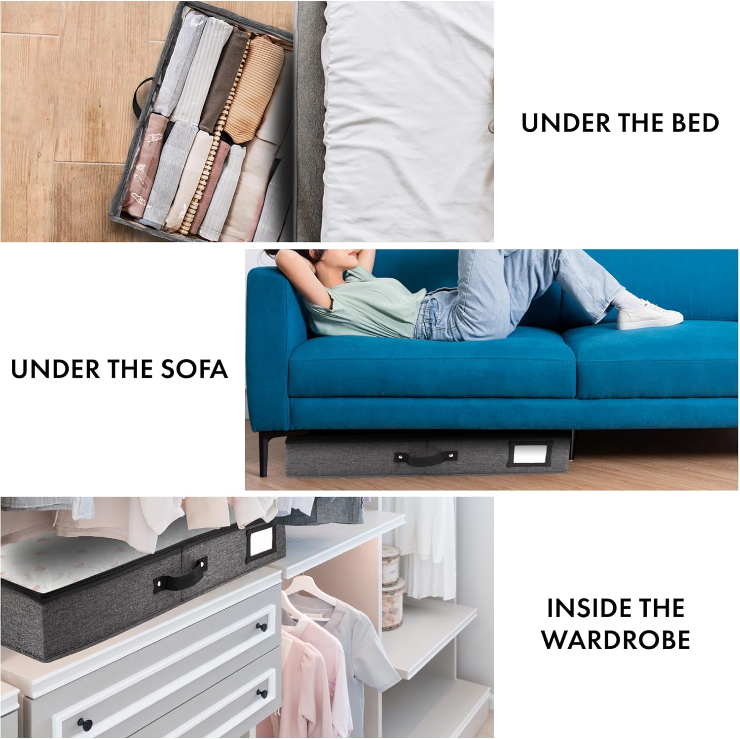 HOMELUX THEORY 2pc Under Bed Storage Containers, Bedroom Under the Bed Drawer Storage Organizer