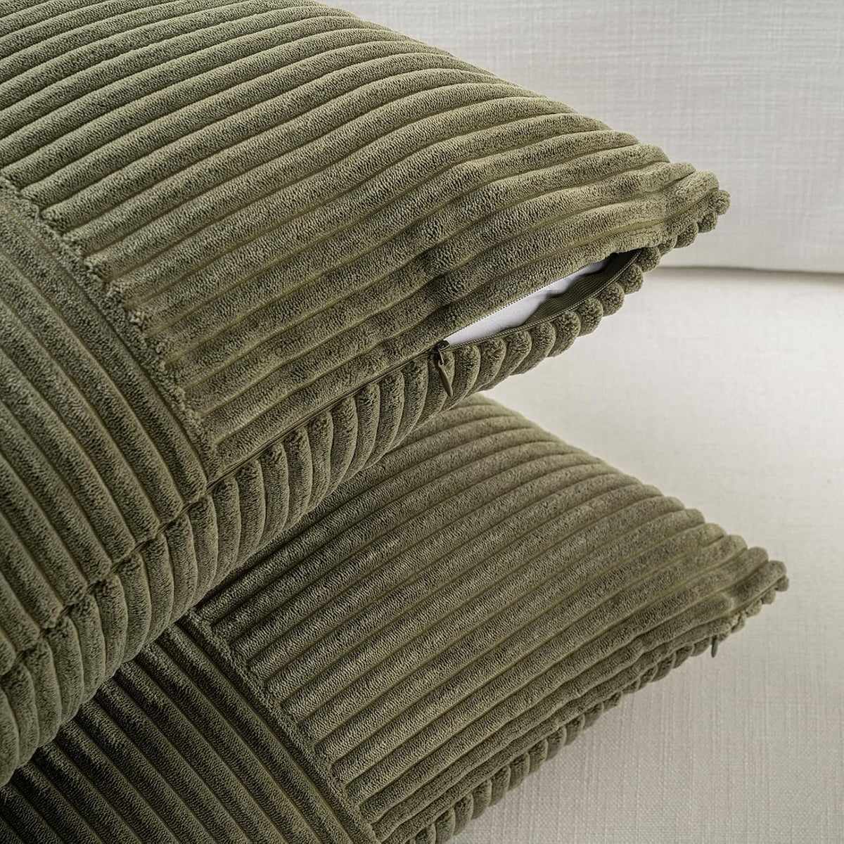 Fancy Homi Set of 2 Olive Green Boho Long Lumbar Body Decorative Throw Pillow Cover 14x36 Inch for