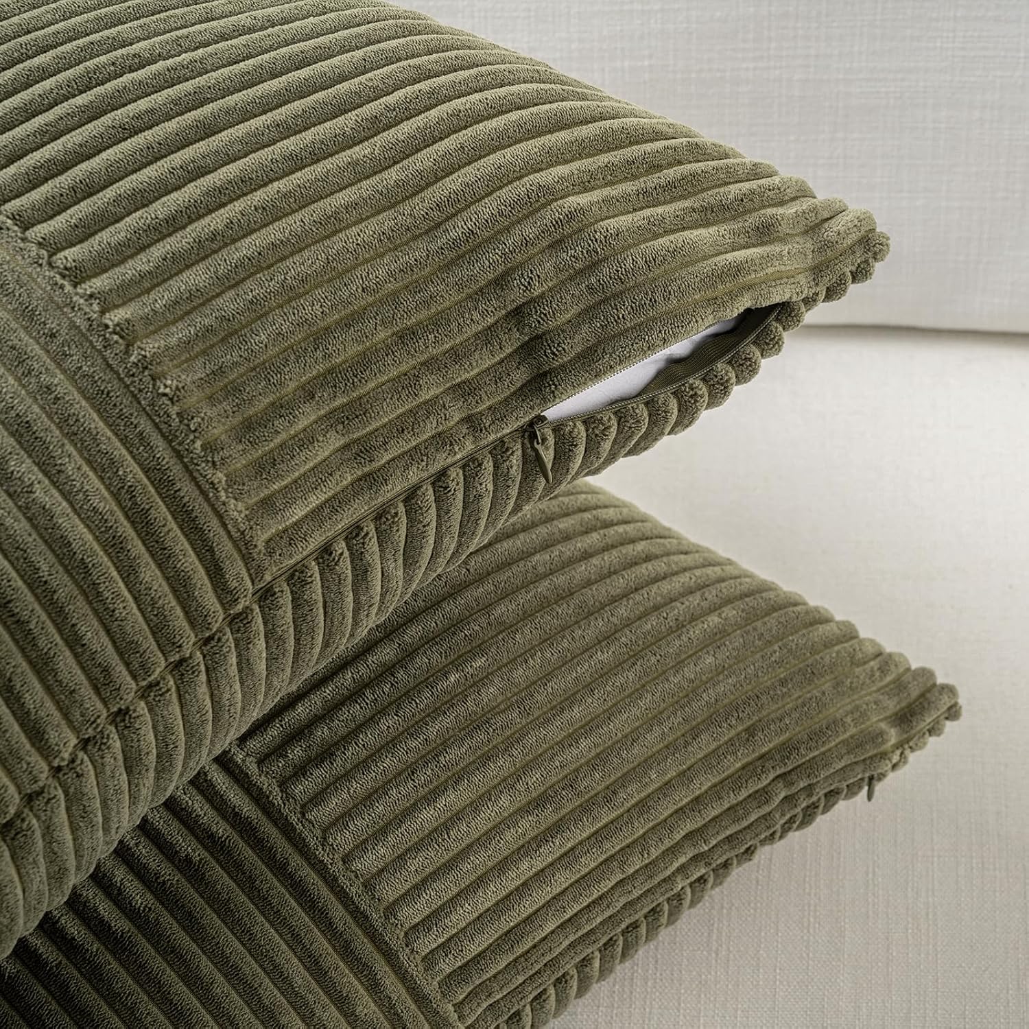 Fancy Homi Set of 2 Olive Green Boho Long Lumbar Body Decorative Throw Pillow Cover 14x36 Inch for