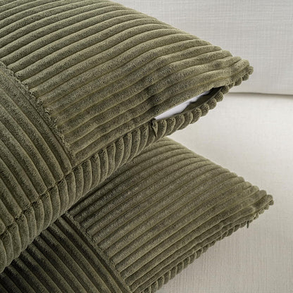 Fancy Homi Set of 2 Olive Green Boho Long Lumbar Body Decorative Throw Pillow Cover 14x36 Inch for