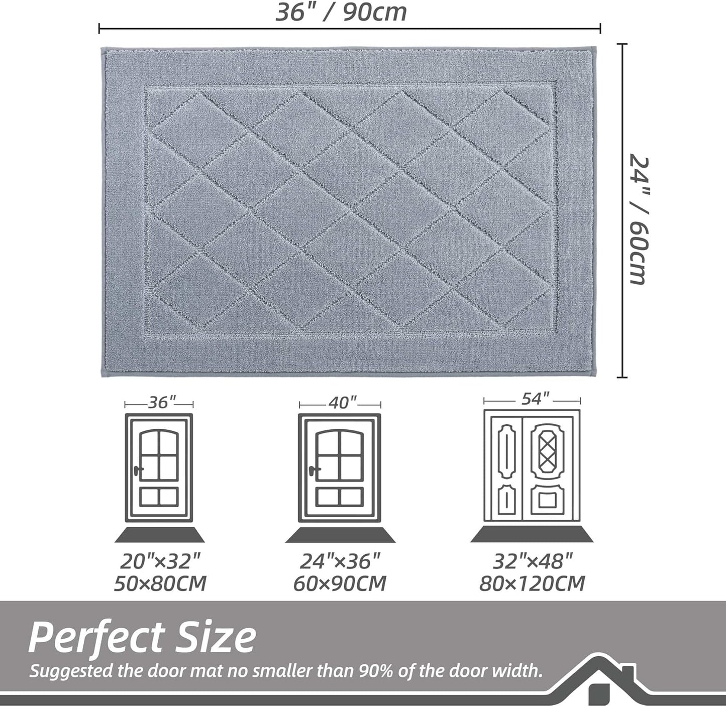 BEQHAUSE Dirt Trapper Door Mat 24" x 36", Doormat Non-Slip Entryway Rugs Washable, Dog Door Mat