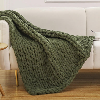 WESHIONGOO Chunky Knit Blanket Throw 40"×40" Knitted Throw Blankets for Couch Bed Fluffy Soft