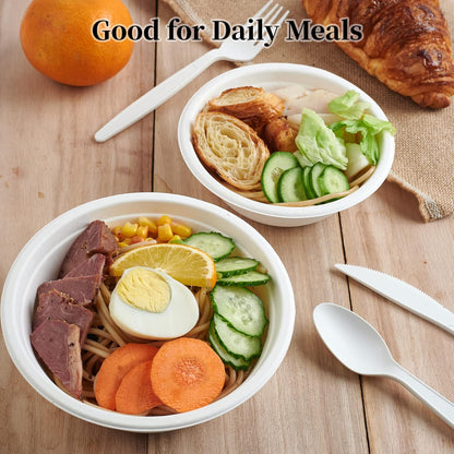 ECOLipak 16 oz Paper Bowls, [150-Pack] Compostable Paper Bowls Bulk, Heavy-duty Disposable Bowls