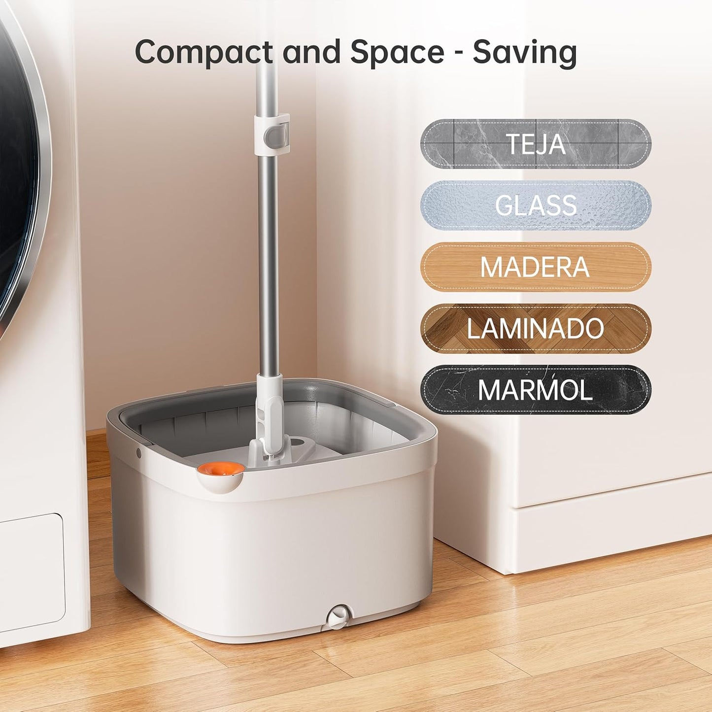 KZKR Spin Mop and Bucket Set with Self Separation Dirty and Clean Water System, Self Wringing 360°