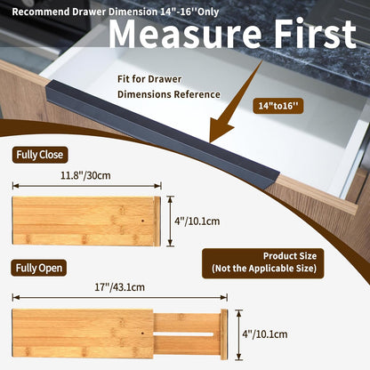 Utoplike Bamboo Dresser Drawer Dividers, 4'' High Adjustable Drawer Organizers for Clothing, Spring