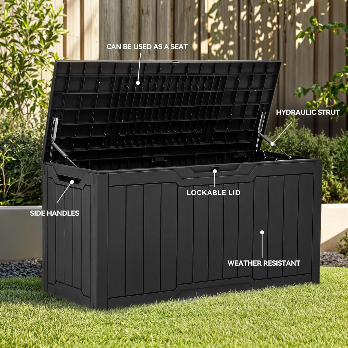 YITAHOME 80 Gallon Resin Deck Box, Outdoor Lockable Storage Box for Patio Furniture, Waterproof