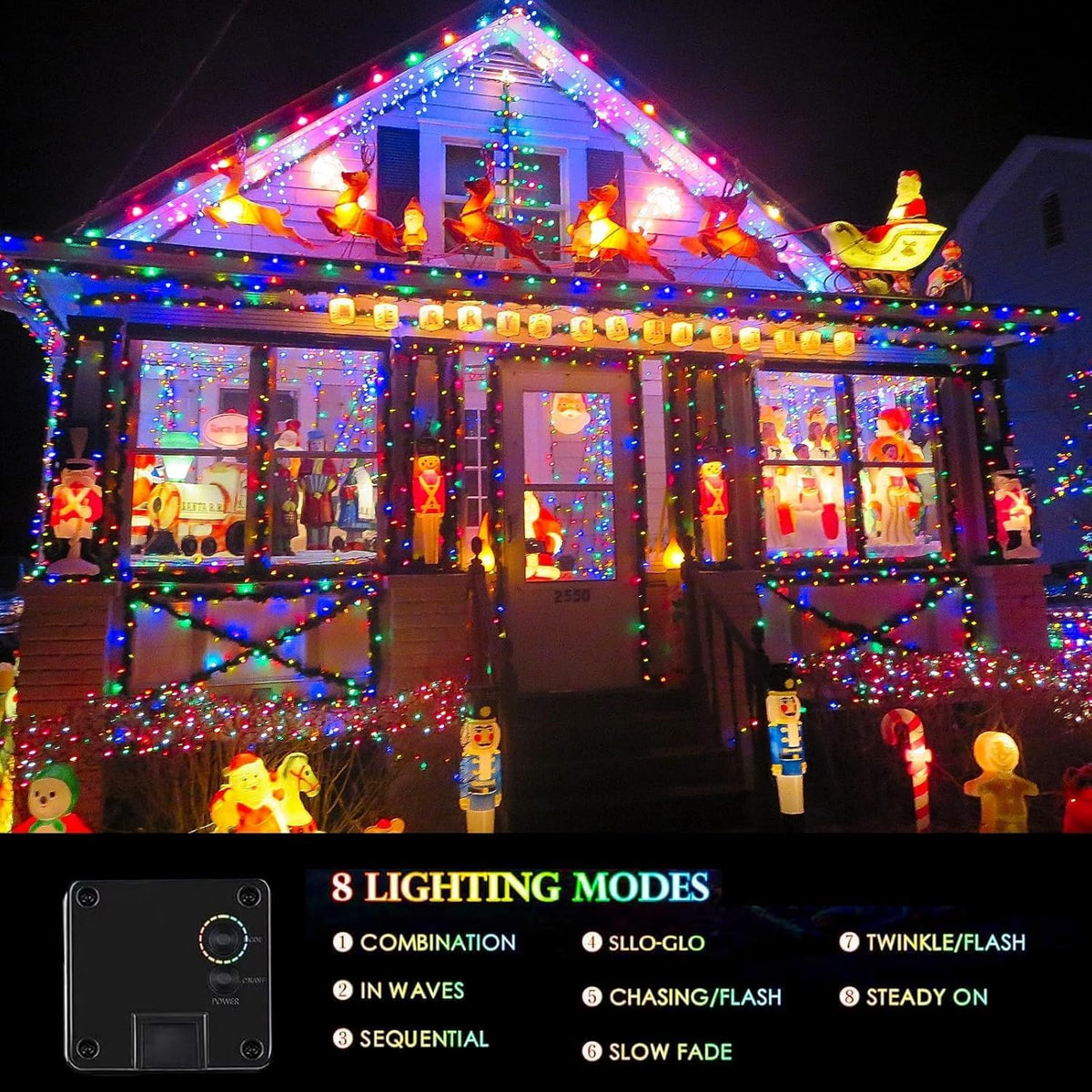 Extra-Long Solar String Lights Outdoor, 4-Pack 400 LED Solar Fairy Lights for Outside Waterproof