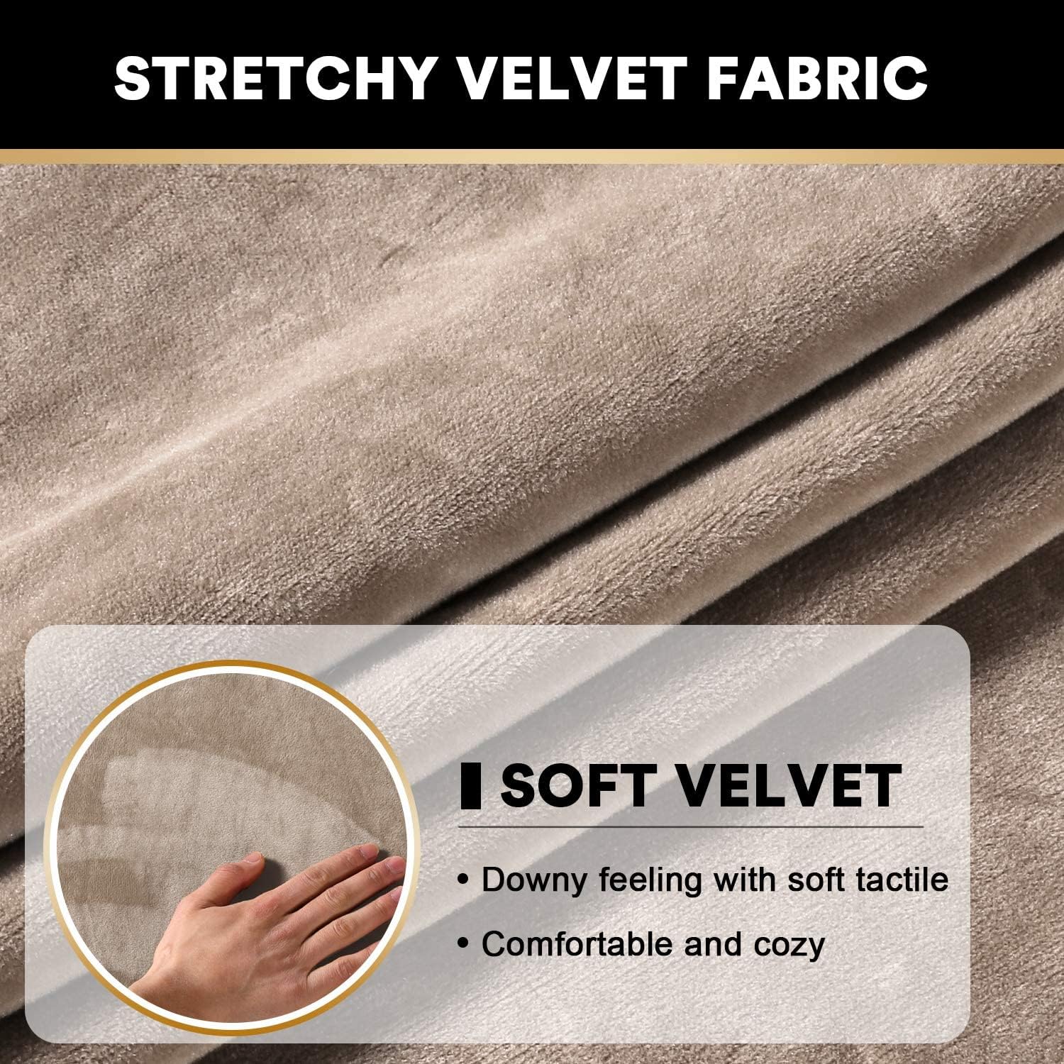PrinceDeco Velvet Stretch Couch Cushion Cover Soft Cushion Slipcover for Chair Loveseat Sofa