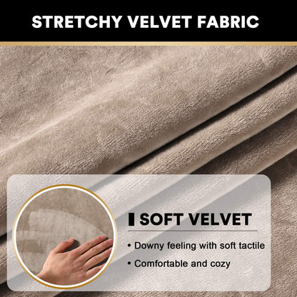 PrinceDeco Velvet Couch Cushion Cover Soft Stretch Cushion Slipcover for Chair Loveseat Sofa