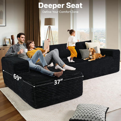104" Cloudy Sectional L Shaped Couch for Living Room, No Assembly Required, Modular Comfy Sofa with