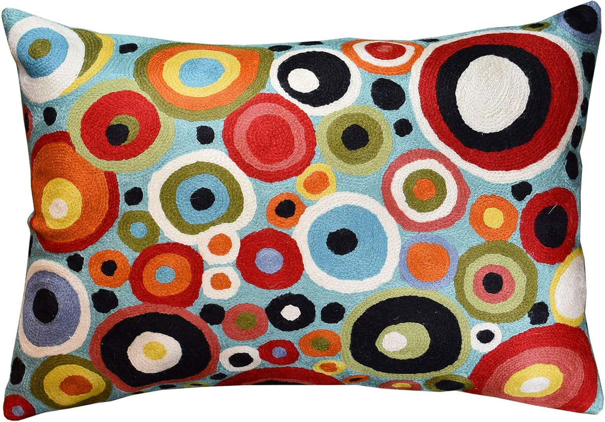 Lumbar Polka Dots Pillow Cover Turquoise Contemporary Decorative Pillowcase Blue Modern Outdoor