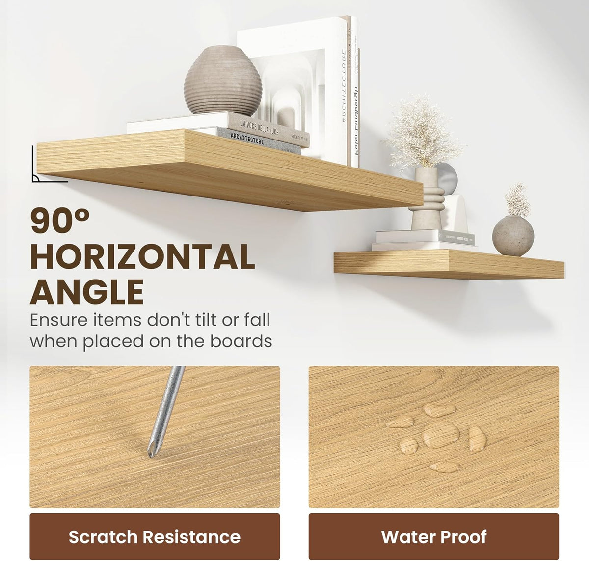 36 Inch Floating Shelves, 11.6 Inch Deep Floating Shelves for Wall, Floating Shelf with Invisible
