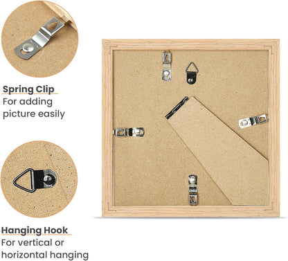 upsimples 6x6 Picture Frame, Natural Solid Wooden Picture Frames, Display 4x4 with Mat or 6 x 6