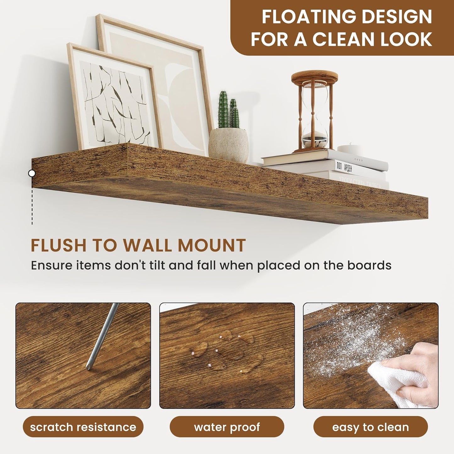 fuqing Floating Shelves for Wall, Bathroom Shelf Wall Mounted for Storage, Shelves with Invisible