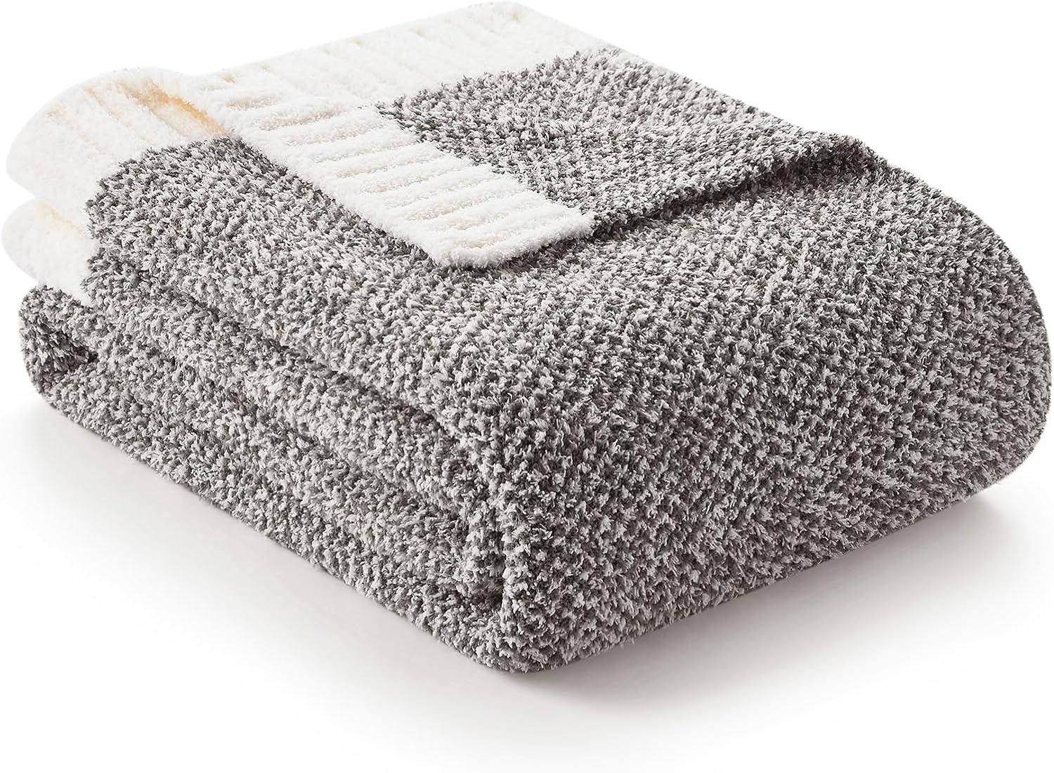 Snuggle Sac Grey Throw Blankets for Couch, Super Soft Warm Blankets Cozy Knit Fuzzy Plush