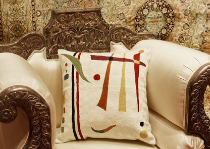 Kandinsky Contemporary Throw Pillow Cover - Cream | Modern Pillow Cases | Abstract Throw Pillows |