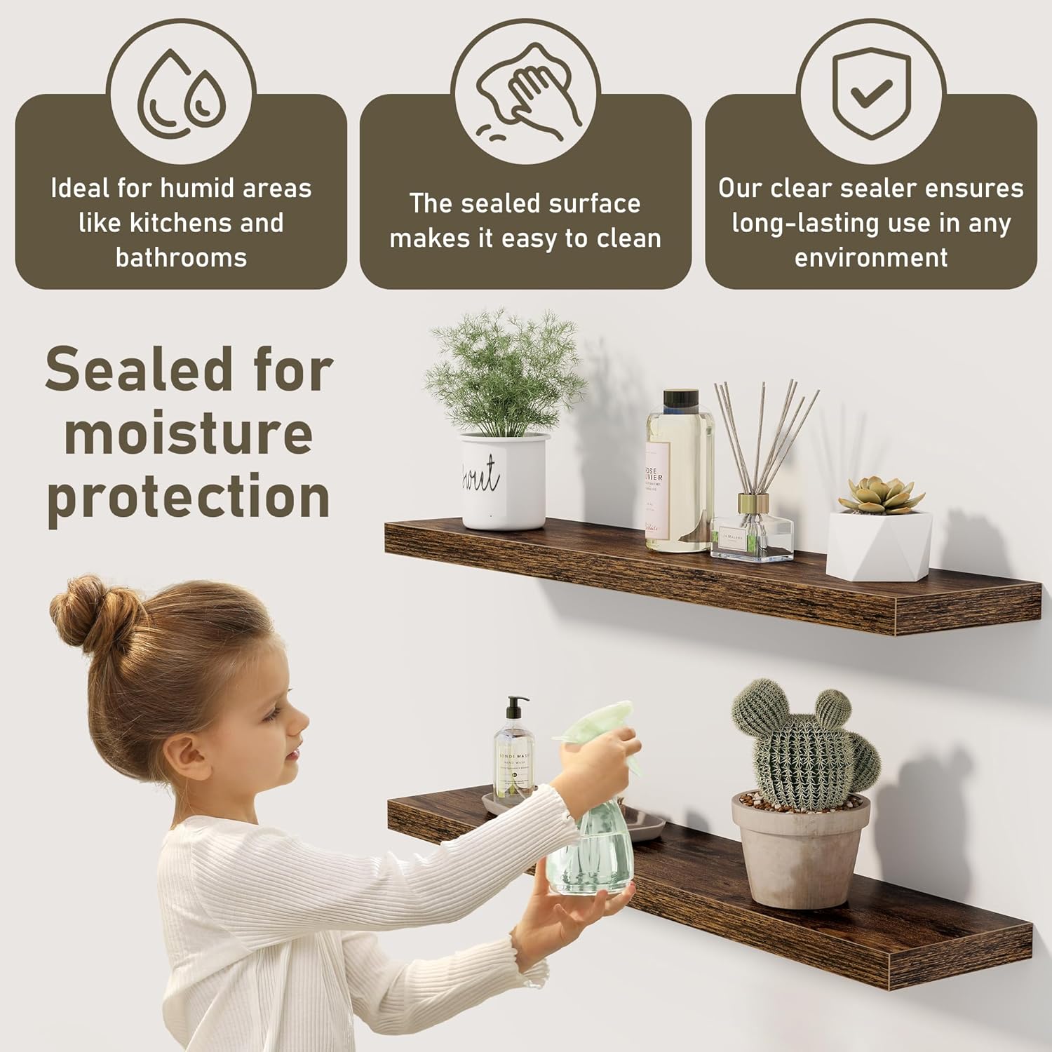 Fun Memories 72 Inch Floating Shelves for Wall 2 Pack Shelves for Bedroom|Kitchen|Bathroom 72 x 9.3
