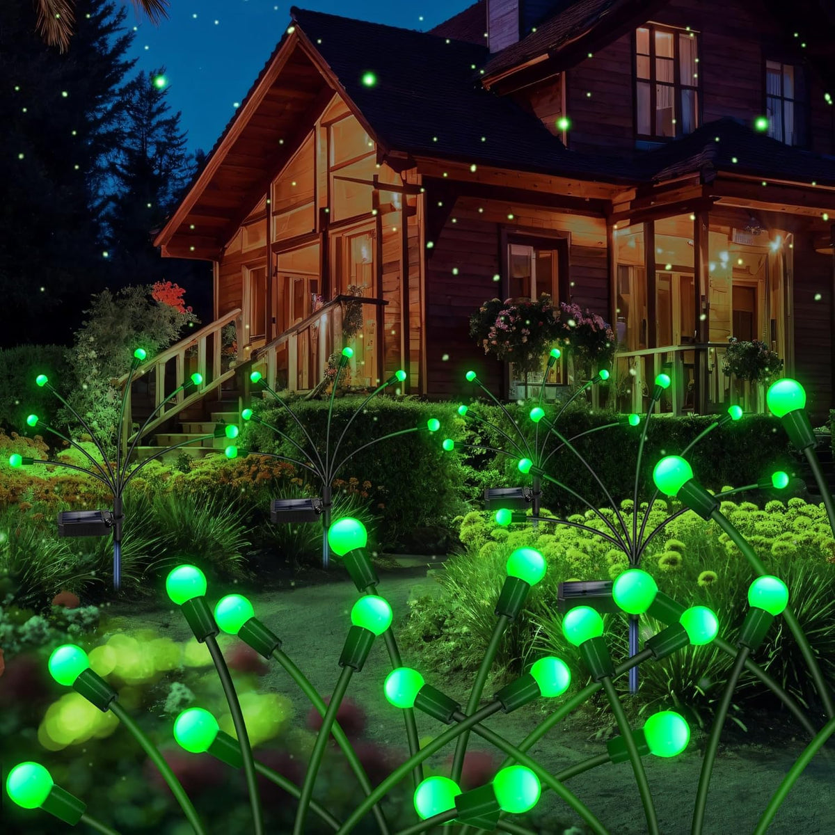 Solar Garden Lights Outdoor, 4 Pack 24LED Waterproof Solar Powered Lights for Yard Pathway Patio