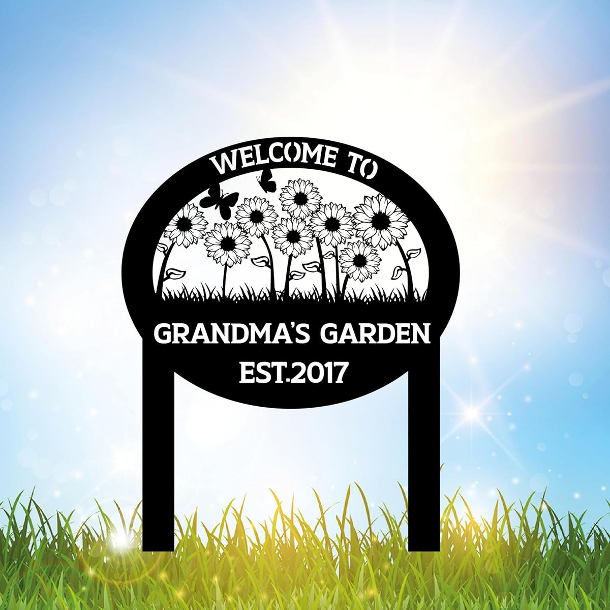 Personalized Metal Garden Sign with Stake, Custom Flowers Garden Decor for Outdoor, Custom Family