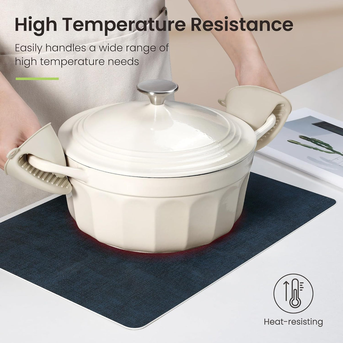 Faux Leather Dual Sided Placemats Set of 4, Square Non-Slip Heat Resistant Placemats with Coaster