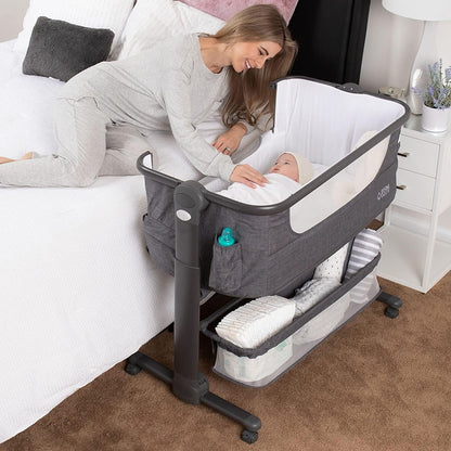 KoolerThings Baby Bassinet, Bedside Sleeper for Baby, Easy Folding Portable Crib with Storage