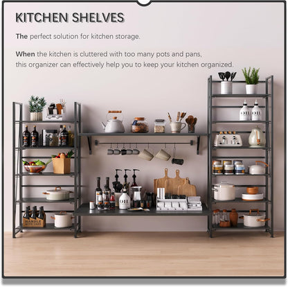 4NM No Assembly Foldable Bookshelf, 6-Shelf Collapsible Bookcase Storage for Small Spaces, 74" H