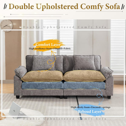 URRED Modular Sectional Sofa Comfy Cloud Couch, Modern Chenille Sofa Sleeper Deep Seat Couches with