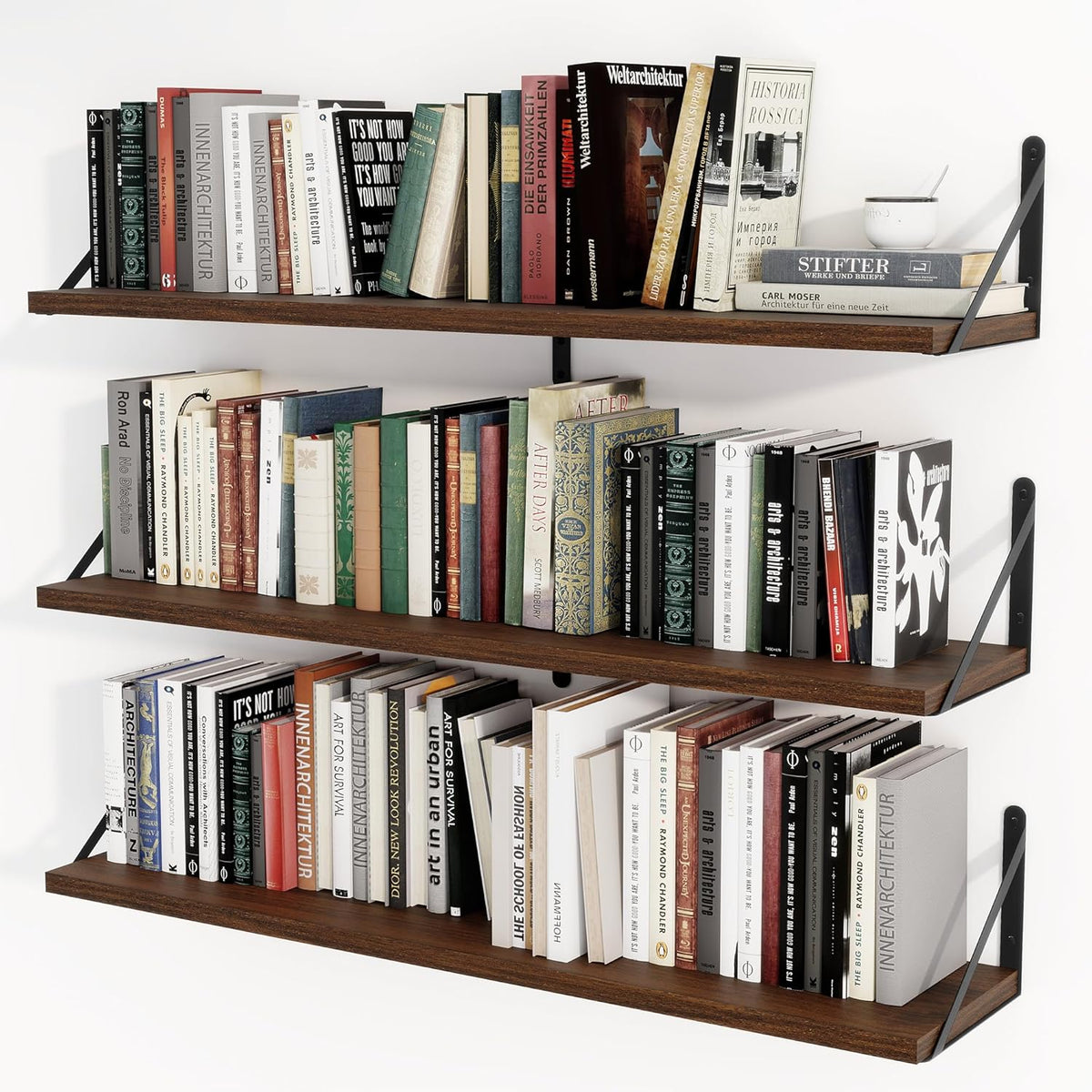 Heimlove 36 Inch Floating Bookshelves Set of 3,Heavy Duty Wall Mounted Bookshelves,Bookshelf for