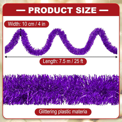 25 Feet Metallic Twist Tinsel Garland Wall Hanging Backdrop for Parade Floats, Christmas Eve, New