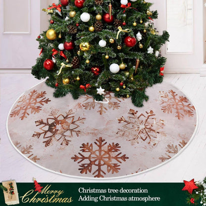 Christmas Tree Skirt, 36 Inch Rose Gold Snowflakes Pattern Xmas Tree Skirt for Christmas New Year