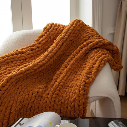 WESHIONGOO Chunky Knit Blanket Throw 40"×40" Knitted Throw Blankets for Couch Bed Fall Throw