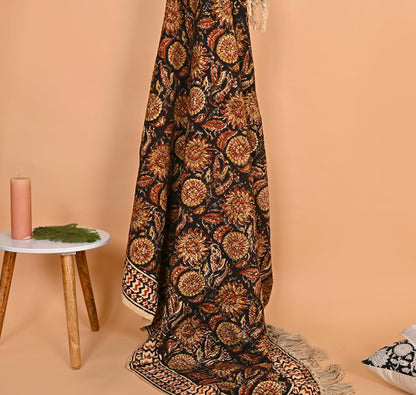 Bohemian Mud Cloth Handmade Throw with Tassels - 120x180 CM Handblock Printed Floral Cotton