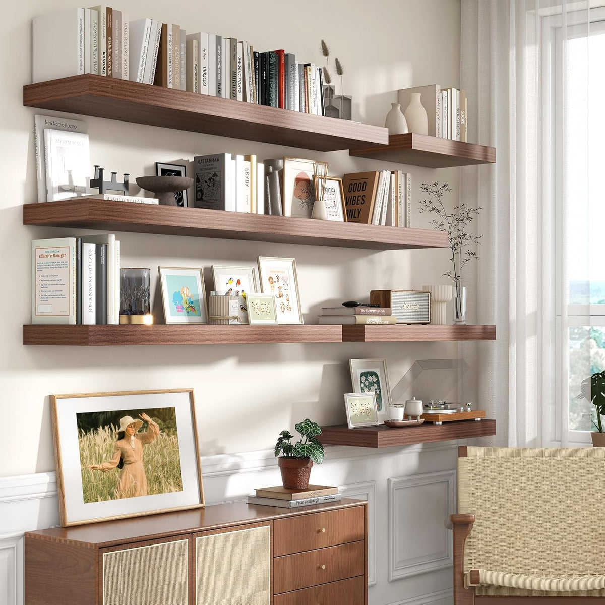 Deep Floating Shelves for Wall | 12 Inch Deep Floating Shelves 30 Inches Long Set of 2 | Rustic