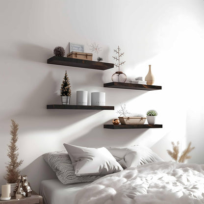 Wood Floating Shelves for Wall Decor, Rustic Wall Shelves for Bedroom Bathroom Kitchen Living Room