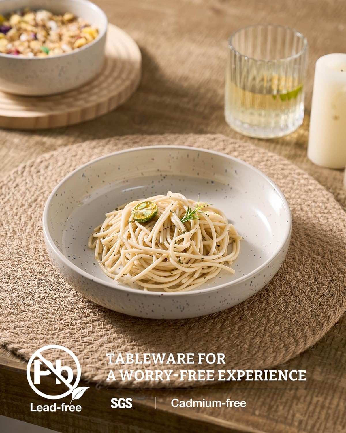 famiware Milkyway 33 oz Bowl Set, Pasta Bowls Set of 4, Salad Bowls, Double Reactive Glaze, Sturdy