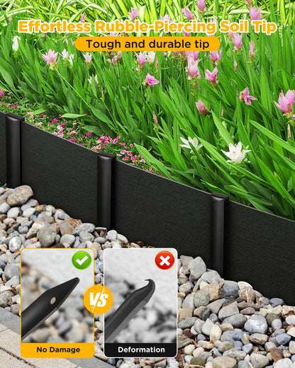 Landscape Edging Metal Stakes - 20 Pcs, 10 Inch Garden Landscape Stakes, High Carbon Steel