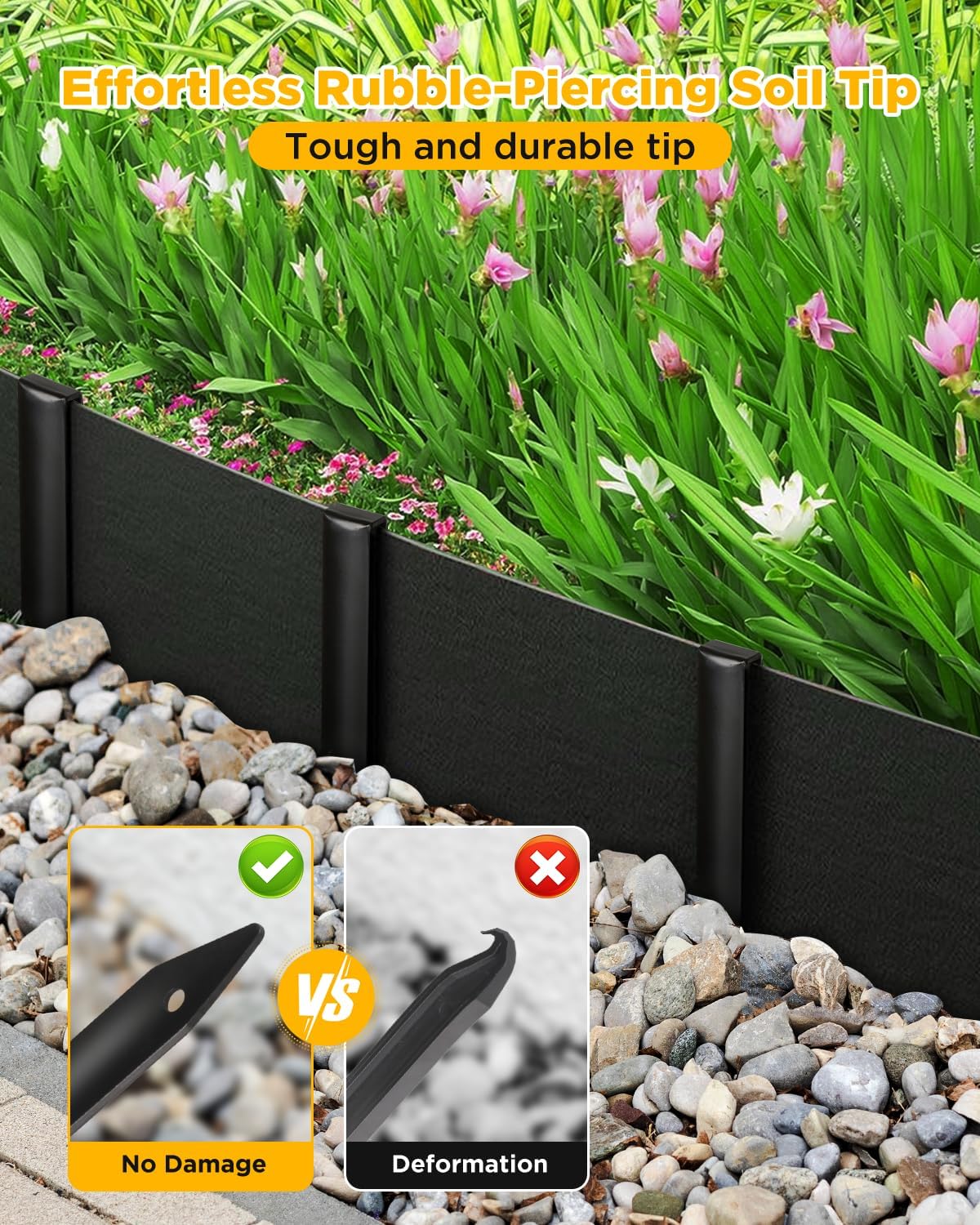 Landscape Edging Metal Stakes - 60 Pcs, 10 Inch Garden Landscape Stakes, High Carbon Steel