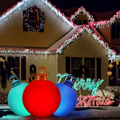 Jetec 3 Pcs Outdoor Light Up Christmas Ball Decorations Large Christmas Inflatable PVC Decorated