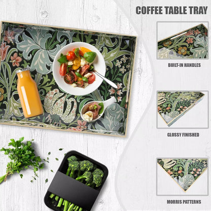 Spsyrine Serving Tray with Handles, Plastic Decorative Tray for Coffee Table, Living Room, Home