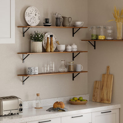DINZI LVJ Long Wall Shelves, 55.1Inch Wall Mounted Shelves Set of 2, Extra Large Floating Storage