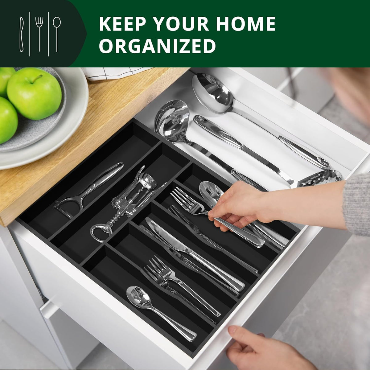 ROYAL CRAFT WOOD Luxury Bamboo Kitchen Drawer Organizer - Silverware Organizer - Utensil Holder and