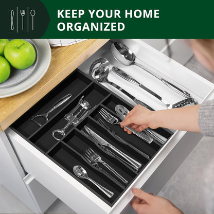 ROYAL CRAFT WOOD Luxury Bamboo Kitchen Drawer Organizer - Silverware Organizer - Utensil Holder and