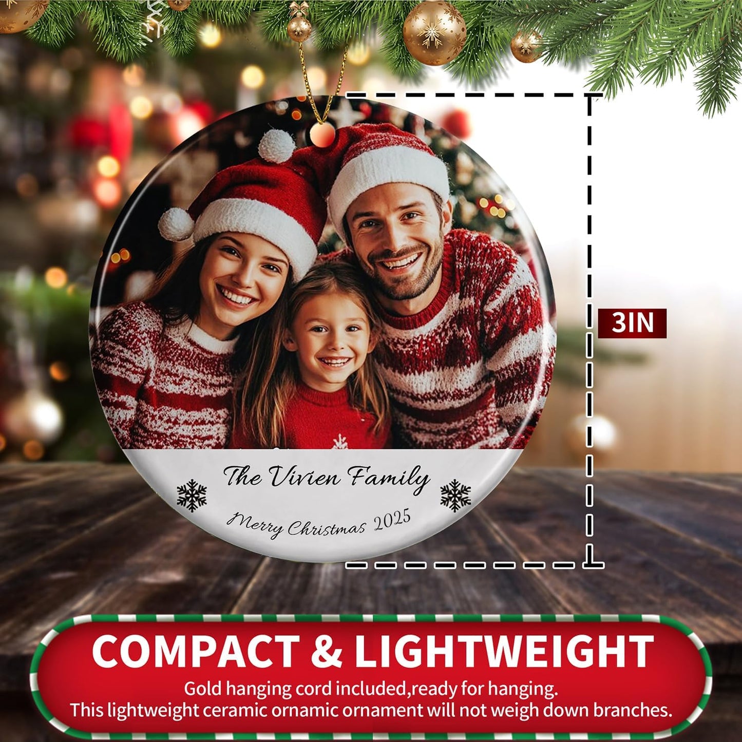 Personalized Christmas Ornaments 2025,Custom Christmas Ornament with Photo Text,Personalized